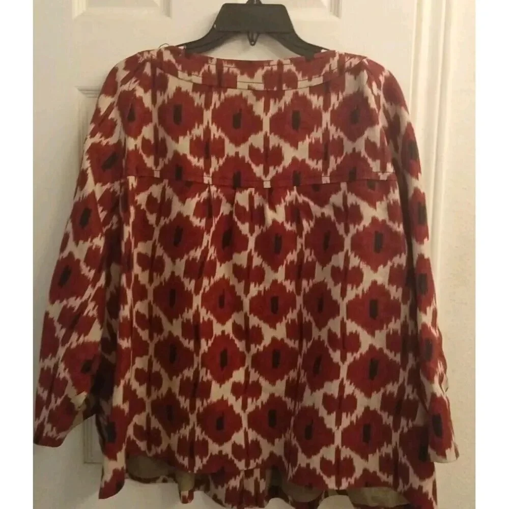 MICHAEL Michael Kors Topper Jacket 3/4‎ Sleeve Button Front Red Print Plus